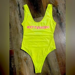 Kittenish one piece bathing suit
